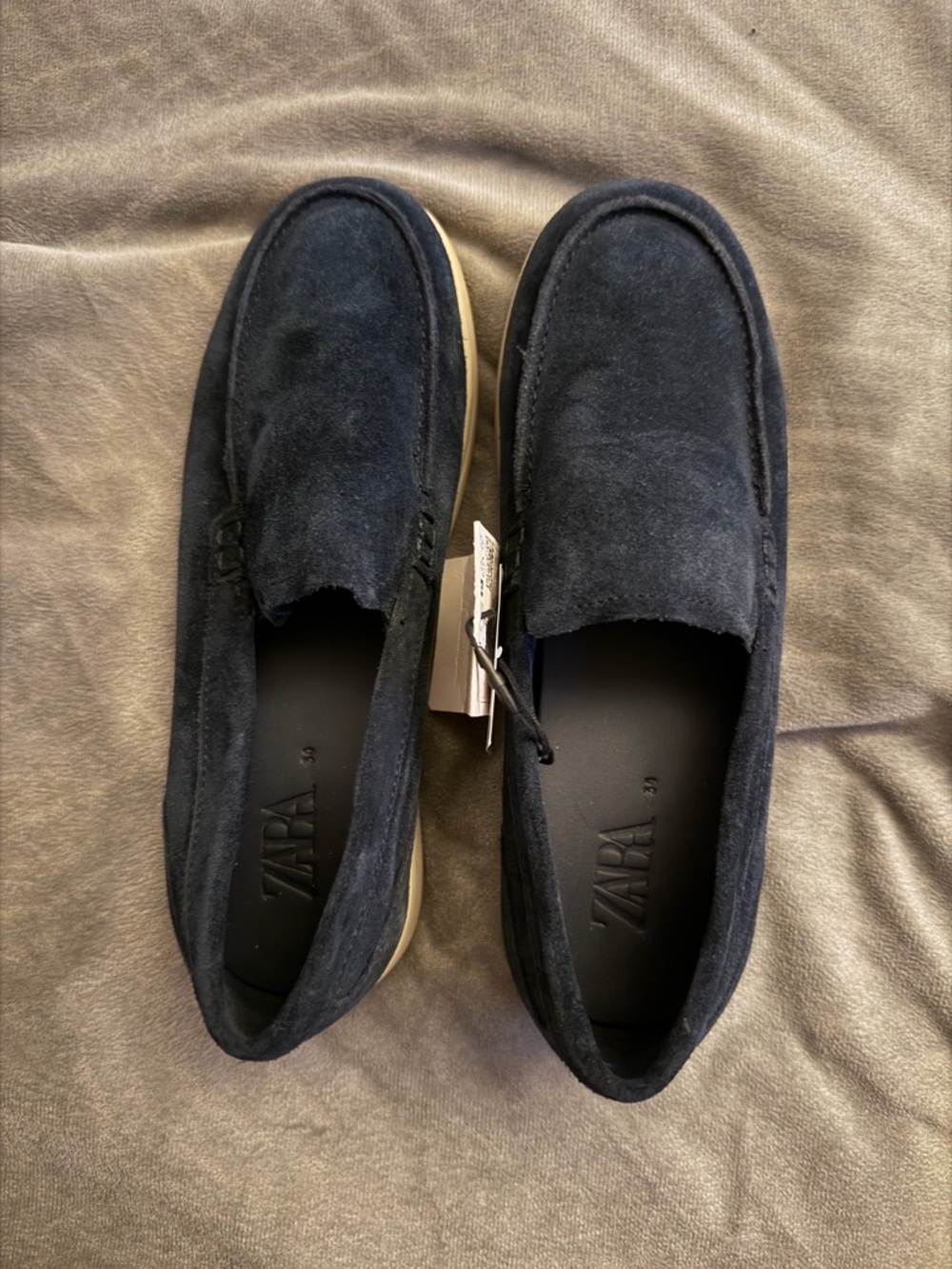 Zara Kids Navy Suede Slip-On Loafers - Picture 3 of 5
